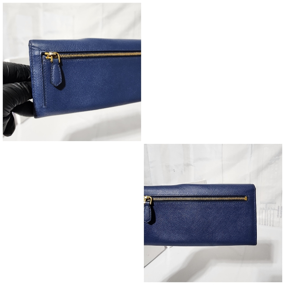 Prada Saffiano Leather Continental Wallet Blue - Picture 9 of 13